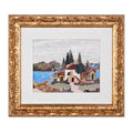 Florentine Mosaic of an Hilltop House by the Lake