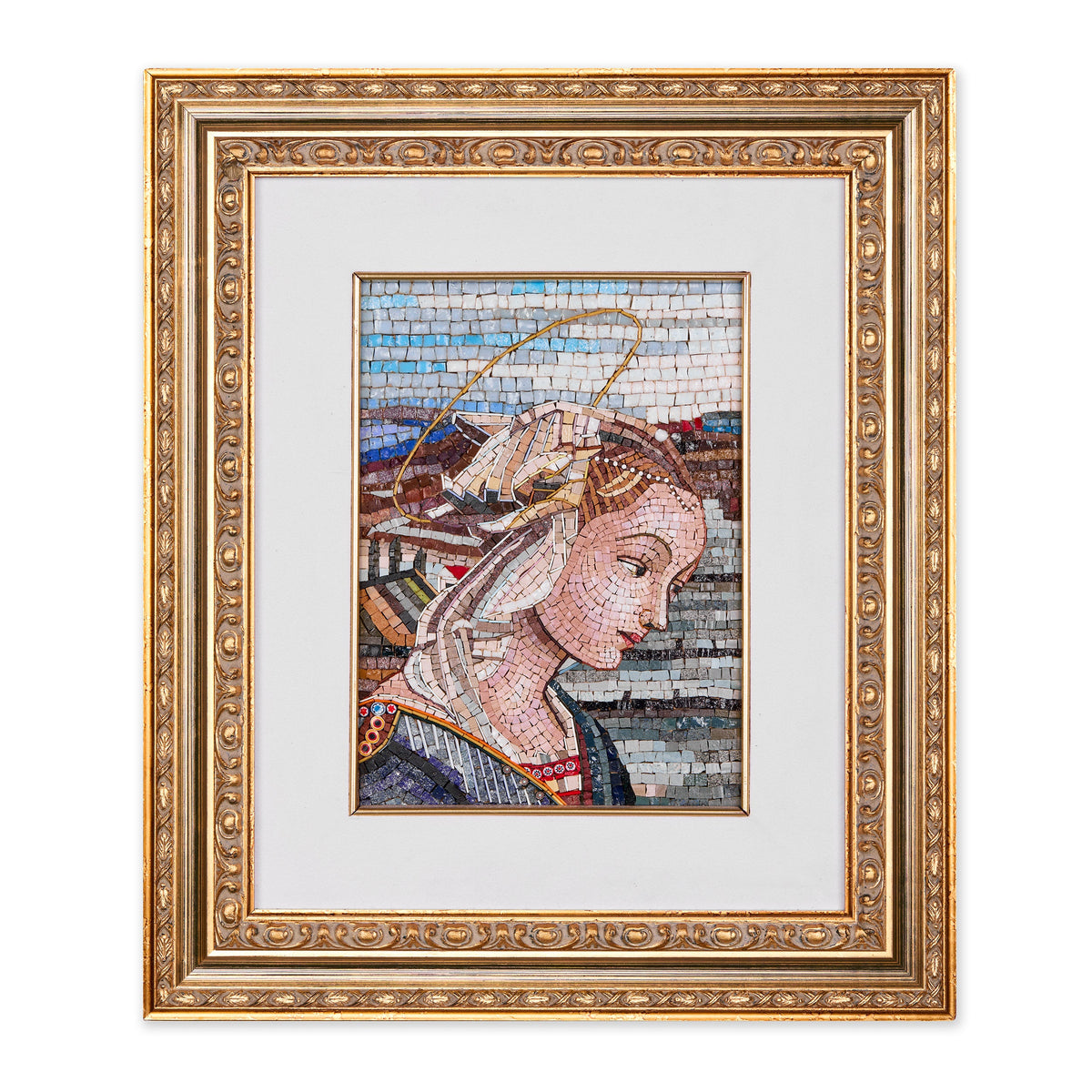 Mosaico inspirado en la Virgen con el Niño y dos ángeles de Fra Filippo Lippi