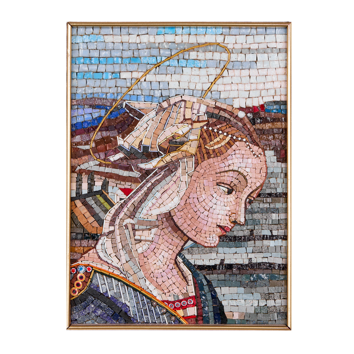 Mosaico inspirado en la Virgen con el Niño y dos ángeles de Fra Filippo Lippi