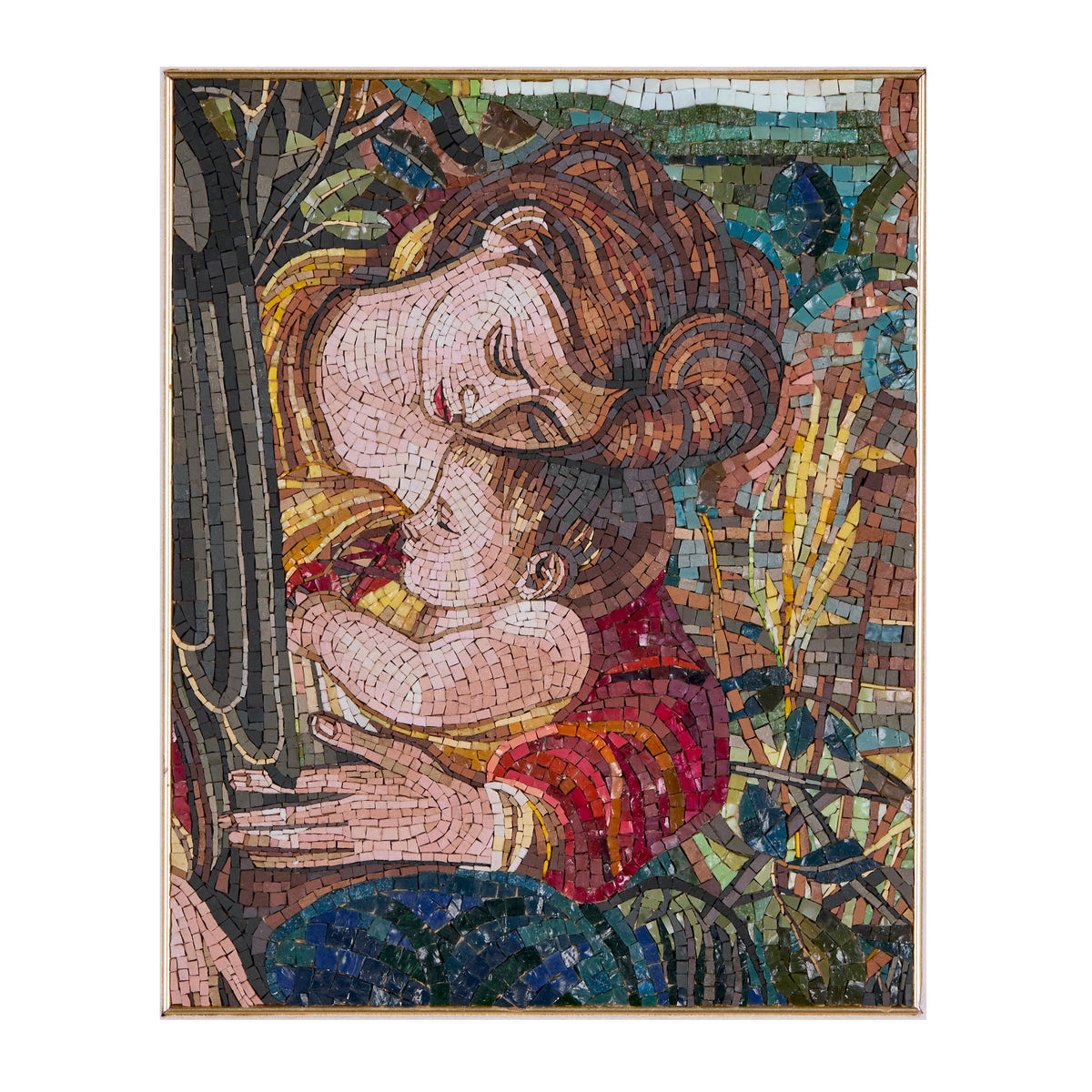 Mosaico inspirado en la Virgen de "El reposo en la huida a Egipto" de Caravaggio
