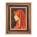 Mosaic inspired by Jean-Jacques Henner's Saint Fabiola of Rome with Bright Red Veil