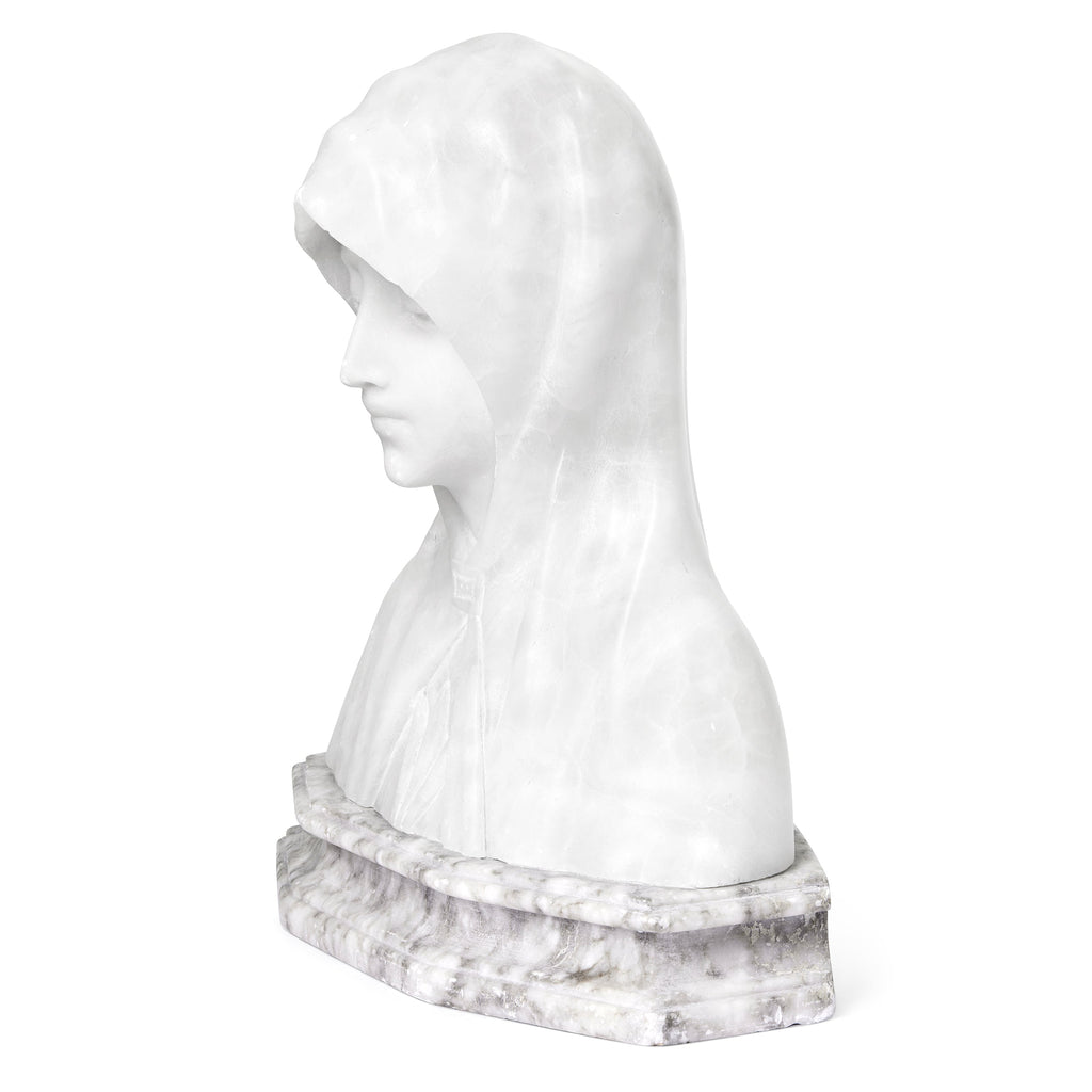 Busto en alabastro y mármol inspirado en la Madonna del Olivo de Nicolò Barabino