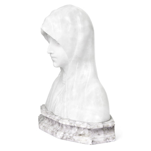 Busto en alabastro y mármol inspirado en la Madonna del Olivo de Nicolò Barabino