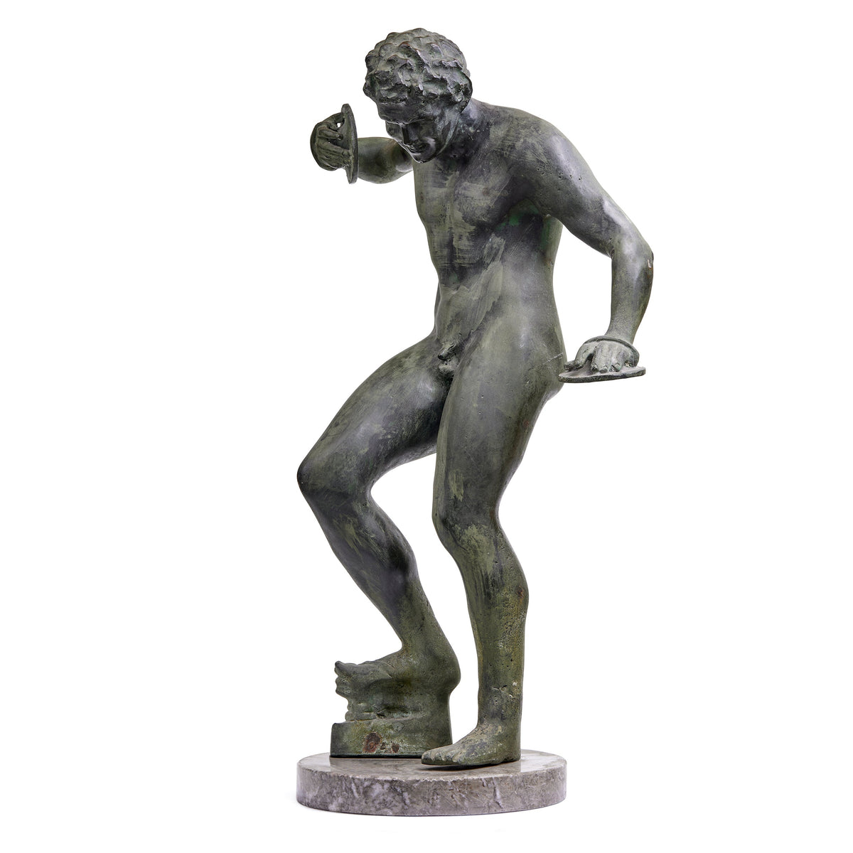 Sculpture in Bronze and Marble of a Dancing Satyr