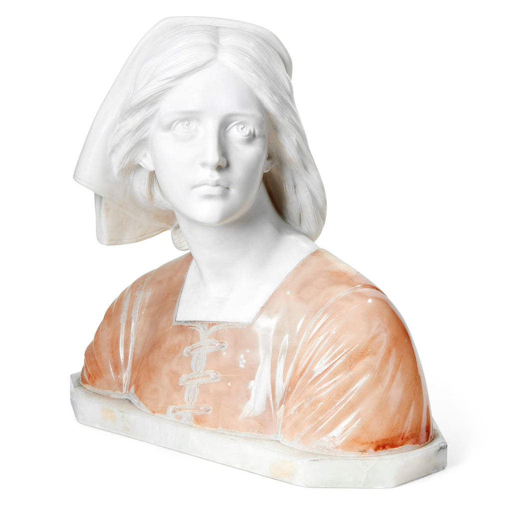 Bust in Alabaster and Marble of Joan of Arc