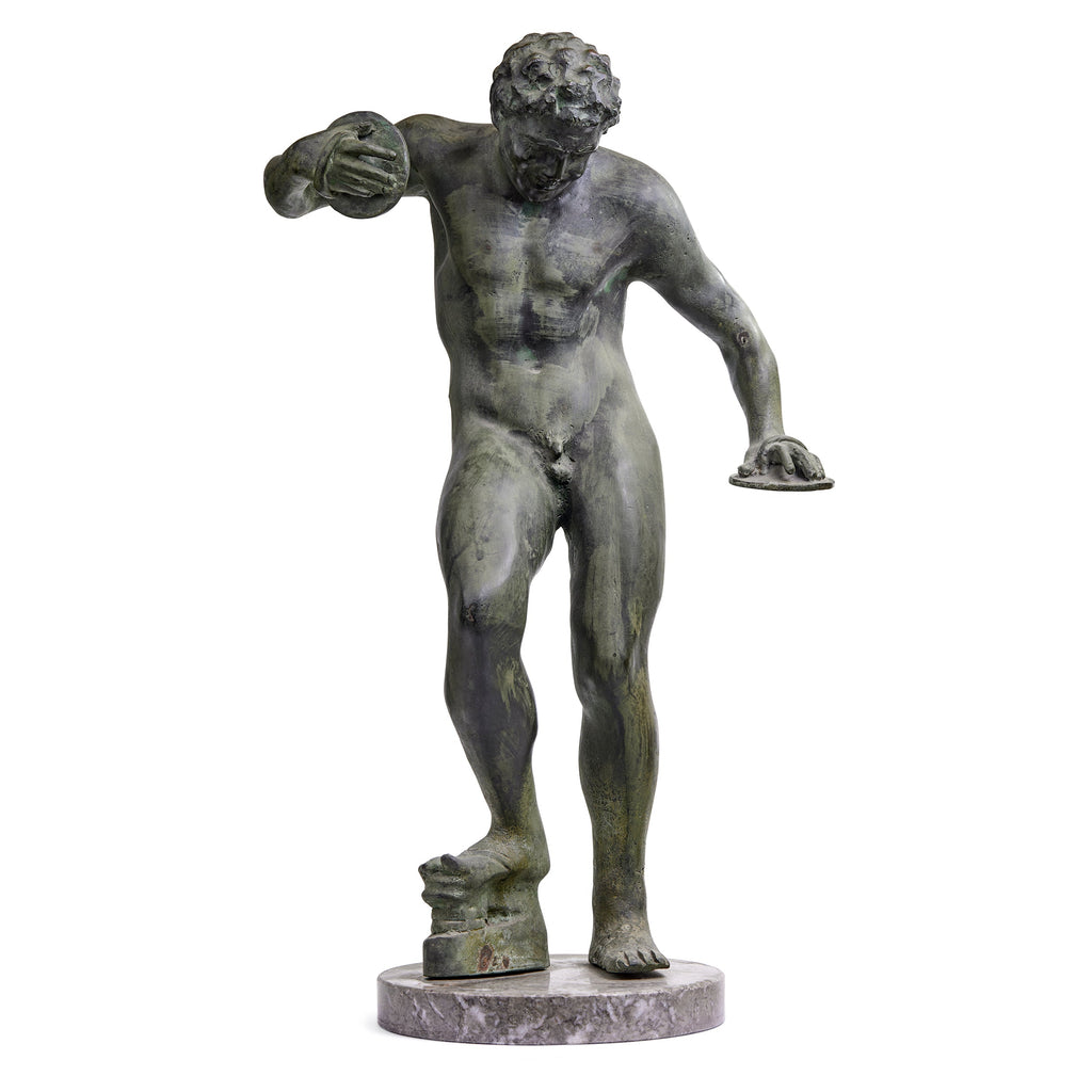 Sculpture in Bronze and Marble of a Dancing Satyr