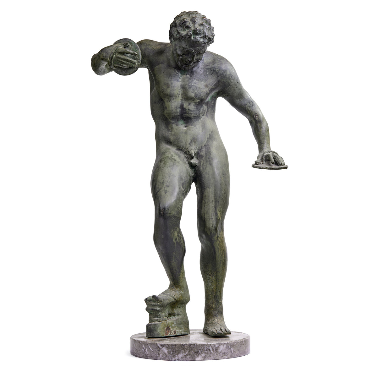 Sculpture in Bronze and Marble of a Dancing Satyr