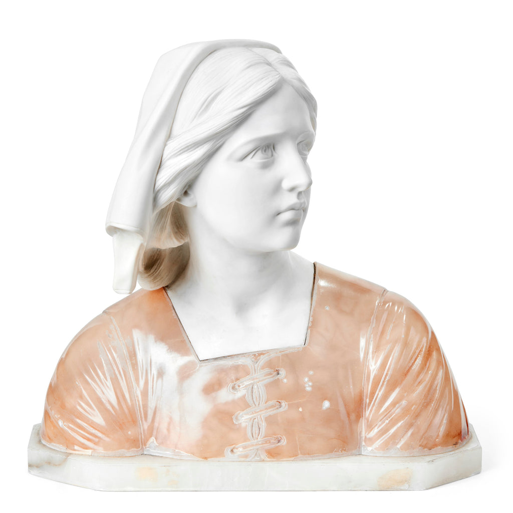 Bust in Alabaster and Marble of Joan of Arc