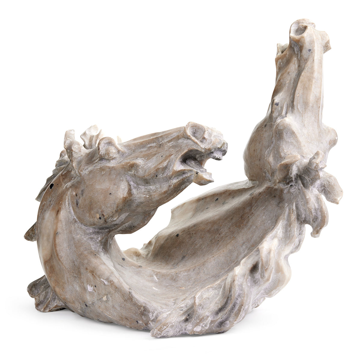 Sculpture in Alabaster of Intertwined Horse Heads