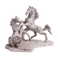 Sculpture in Alabaster of Fighting Horses
