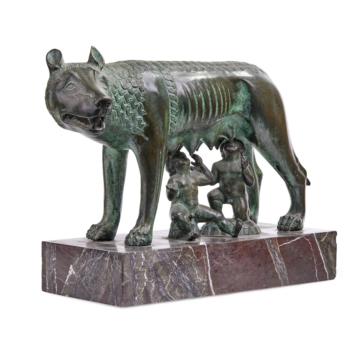 Sculpture in Bronze and Marble inspired by the Capitoline Wolf